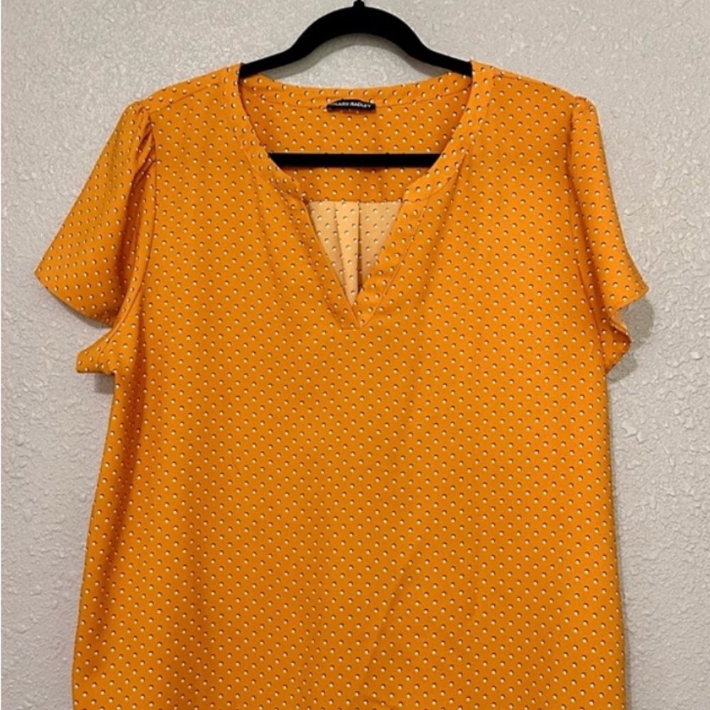 Hilary Radley Yellow Polka Dot Blouse